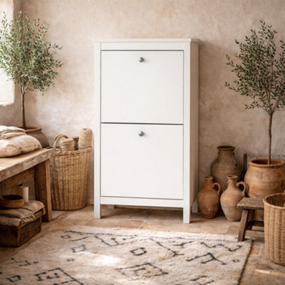 Wyld Haus Gossmere White Shoe Cabinet, 2 Doors, H1230 X W538 X D246 mm - image 1