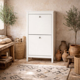 Wyld Haus Gossmere White Shoe Cabinet, 2 Doors, H1230 X W538 X D246 mm - thumbnail 1