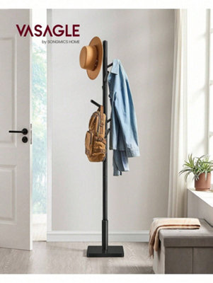 LEDREM Coat Rack, Solid Wood Coat Stand, Free Standing Hall Coat Tree With 8 Hooks For Coats, Hats, Rubberwood Hooks And Pole - image 1