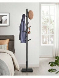 LEDREM Coat Rack, Solid Wood Coat Stand, Free Standing Hall Coat Tree With 8 Hooks For Coats, Hats, Rubberwood Hooks And Pole - thumbnail 3