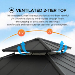 Sunjoy Outdoor Steel Gazebo Pasu - 300Cm X 300Cm, Anthracite - thumbnail 4