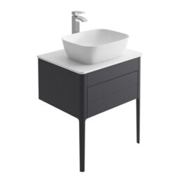 Plum&clay Sutton Blue-Grey Floor Standing Bathroom Vanity Unit With Pre-Drilled Tap Hole Worktop (W)630mm (H)700mm - thumbnail 1