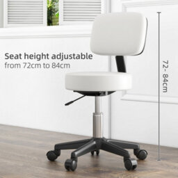 Homcom Adjustable Swivel Salon Chair Padded Seat Back 5 Wheels White - thumbnail 7