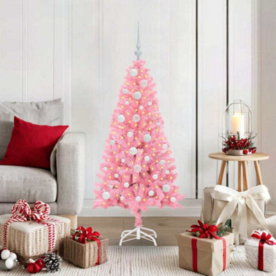Vidaxl Christmas Tree With 150 Leds With Stand Pink 120 Cm Pvc - image 1