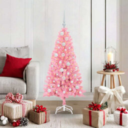 Vidaxl Christmas Tree With 150 Leds With Stand Pink 120 Cm Pvc - thumbnail 1