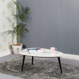 Worcester Ruby Coffee Table With White Marble Top & Metal Legs
