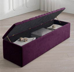 Safar 180Cm Large Ottoman Storage Box - Naples Shoes Bench - Purple Lined Upholstery Blanket Storage Box - thumbnail 2