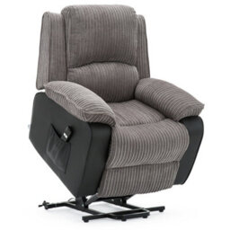 More4Homes Postana Single Motor Electric Rise Recliner Jumbo Cord Fabric Armchair Electric Lift Riser Chair (Grey) - thumbnail 4