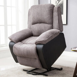More4Homes Postana Single Motor Electric Rise Recliner Jumbo Cord Fabric Armchair Electric Lift Riser Chair (Grey)