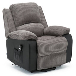 More4Homes Postana Single Motor Electric Rise Recliner Jumbo Cord Fabric Armchair Electric Lift Riser Chair (Grey) - thumbnail 2