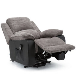 More4Homes Postana Single Motor Electric Rise Recliner Jumbo Cord Fabric Armchair Electric Lift Riser Chair (Grey) - thumbnail 3