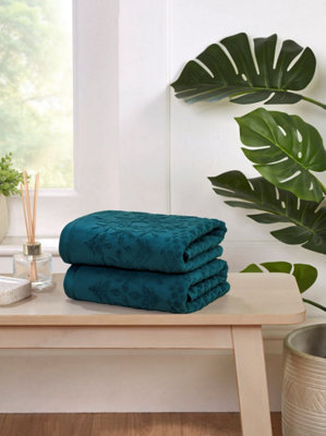 Rapport Home Versailles Jacquard Bath Towel Pure Cotton Lagoon - image 1