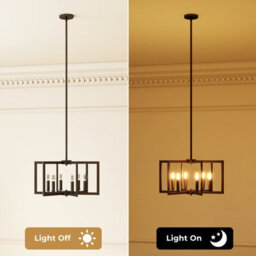 Costway 6-Light Black Farmhouse Chandelier Geometric Pendant Light With Adjustable Height - thumbnail 5