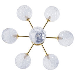 Beliani Seven-Light Ceiling Chandelier - Blue And Gold Hand-Finished Glass, Iron - Modern Glam (W52 X D52 X H28Cm) - thumbnail 5