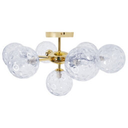 Beliani Seven-Light Ceiling Chandelier - Blue And Gold Hand-Finished Glass, Iron - Modern Glam (W52 X D52 X H28Cm) - thumbnail 4