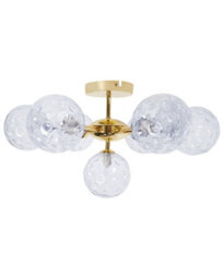 Beliani Seven-Light Ceiling Chandelier - Blue And Gold Hand-Finished Glass, Iron - Modern Glam (W52 X D52 X H28Cm) - thumbnail 3