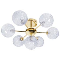 Beliani Seven-Light Ceiling Chandelier - Blue And Gold Hand-Finished Glass, Iron - Modern Glam (W52 X D52 X H28Cm) - thumbnail 2