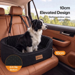 Skylos Dog Car Seat Large Car Dog Bed,10Cm Raised Plush Black - thumbnail 6