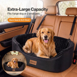 Skylos Dog Car Seat Large Car Dog Bed,10Cm Raised Plush Black - thumbnail 5