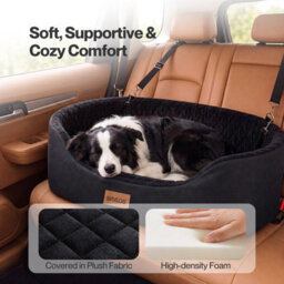 Skylos Dog Car Seat Large Car Dog Bed,10Cm Raised Plush Black - thumbnail 9