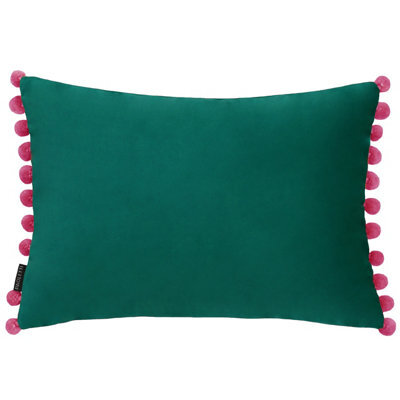 Paoletti Fiesta Velvet Pom Pom Feather Filled Cushion - image 1
