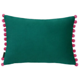 Paoletti Fiesta Velvet Pom Pom Feather Filled Cushion - thumbnail 1