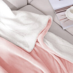 Ameha Sherpa Fleece Blanket Soft Thick & Warm Reversible Throw For Sofa, Bed & Travel Pink Super King 230X270Cm - thumbnail 8