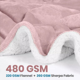 Ameha Sherpa Fleece Blanket Soft Thick & Warm Reversible Throw For Sofa, Bed & Travel Pink Super King 230X270Cm - thumbnail 5