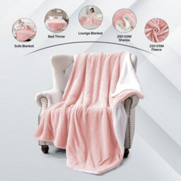 Ameha Sherpa Fleece Blanket Soft Thick & Warm Reversible Throw For Sofa, Bed & Travel Pink Super King 230X270Cm - thumbnail 7