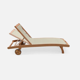 Sweeek. Pair Of Wooden And Textilene Sun Loungers Marbella Taupe Grey 196X68X91 Cm - thumbnail 3