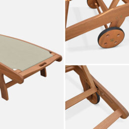 Sweeek. Pair Of Wooden And Textilene Sun Loungers Marbella Taupe Grey 196X68X91 Cm - thumbnail 7