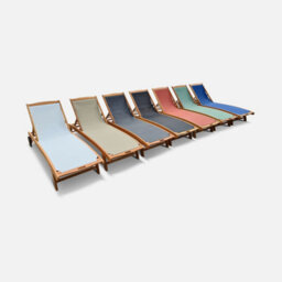 Sweeek. Pair Of Wooden And Textilene Sun Loungers Marbella Taupe Grey 196X68X91 Cm - thumbnail 8