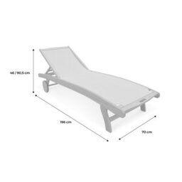 Sweeek. Pair Of Wooden And Textilene Sun Loungers Marbella Taupe Grey 196X68X91 Cm - thumbnail 9