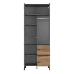 Wyld Haus Malmo Olive Green And Natural Oak 2-Door Wardrobe With 2 Drawers - thumbnail 3