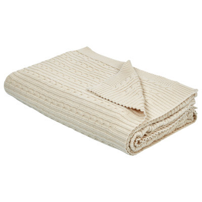 Beliani Blanket Anamur Cotton 110 X 180 Cm Beige - image 1
