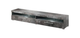 Arte Sleek Schiefer India 40 Tv Cabinet, 2 Pull-Down Doors, Open Shelves, Optional Led, H350mm W2000mm D400mm - thumbnail 1