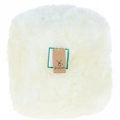 Fenland Sheepskin Fenland Real Sheepskin Pouffe Stool, Cozy, Plush And Handmade - Ivory (H) 35Cm (Diameter) 35Cm - image 1