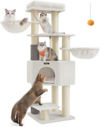 Songmics Cat Tree, Cat Activities Center, Cat Tower, Self-Groomers, Scratching Posts, Perch, Cave, Baskets, Cream White And Beige - thumbnail 7