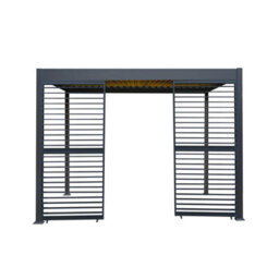 MonsterShop Metal Pergola 3M X 3M Anthracite Grey With Led Lights & 2 Side Panels - thumbnail 2