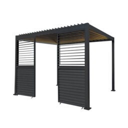 MonsterShop Metal Pergola 3M X 3M Anthracite Grey With Led Lights & 2 Side Panels - thumbnail 1
