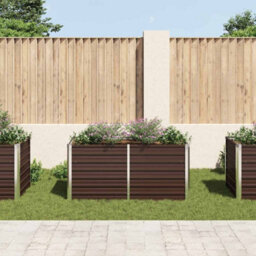 Berkfield Durable Raised Garden Bed Brown 160X80X77 Cm Galvanised Steel - thumbnail 3