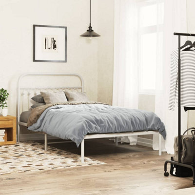 Berkfield Metal Bed Frame Without Mattress With Headboard White 107X203Cm - image 1