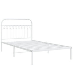Berkfield Metal Bed Frame Without Mattress With Headboard White 107X203Cm - thumbnail 3