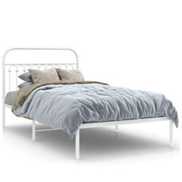 Berkfield Metal Bed Frame Without Mattress With Headboard White 107X203Cm - thumbnail 2