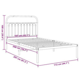 Berkfield Metal Bed Frame Without Mattress With Headboard White 107X203Cm - thumbnail 8