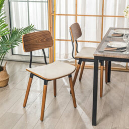 Nordlys Set Of 2 Wood And Beige Velvet Dining Chairs Modern Design Style Dining Room - thumbnail 3