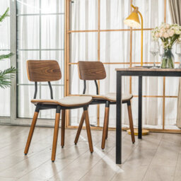 Nordlys Set Of 2 Wood And Beige Velvet Dining Chairs Modern Design Style Dining Room - thumbnail 4