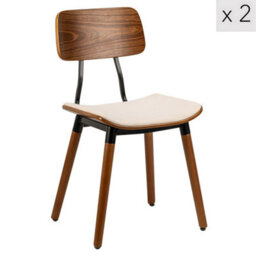 Nordlys Set Of 2 Wood And Beige Velvet Dining Chairs Modern Design Style Dining Room - thumbnail 1