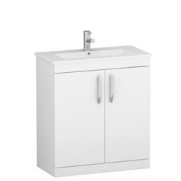 Royal Bathrooms Turin Gloss White 800mm Floor Standing Vanity Unit 2 Door With Minimalist Basin Sink - thumbnail 6