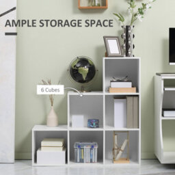 Homcom Storage Cabinet With 6 Cubes Closet Organiser With 3-Tier Shelf, White - thumbnail 4